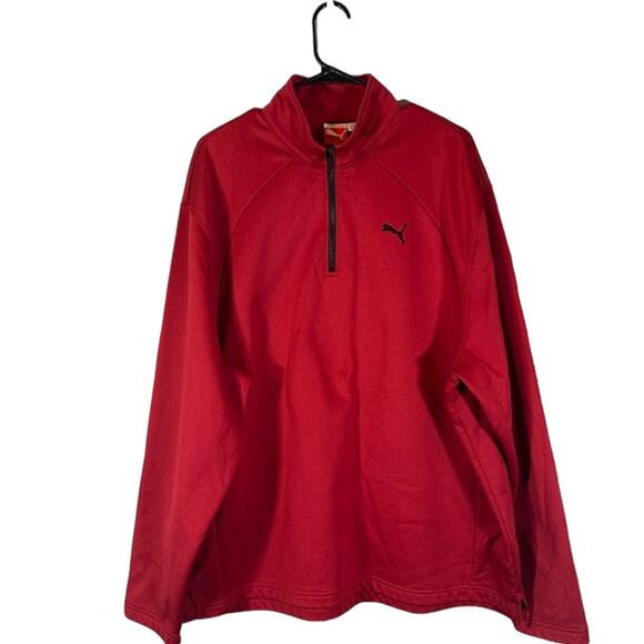 Puma Maroon Red Long Sleeve 1/4 Zip Casual Pullover Sweatshirt Men Sz XXL - Picture 1 of 8